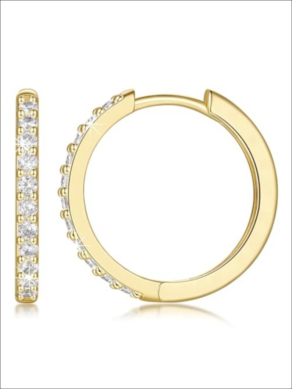 14k Gold Hoop Earrings Cubic Zirconia Huggie Hypoallergenic Women
